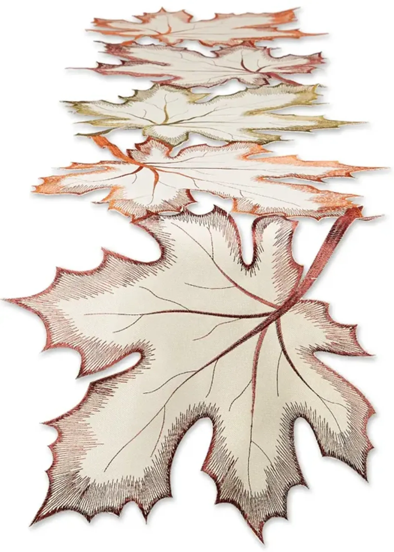 108" Beige Maple Leaves Embroidered Table Runner