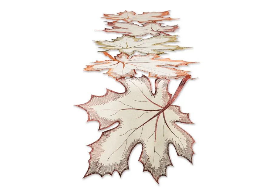 108" Beige Maple Leaves Embroidered Table Runner