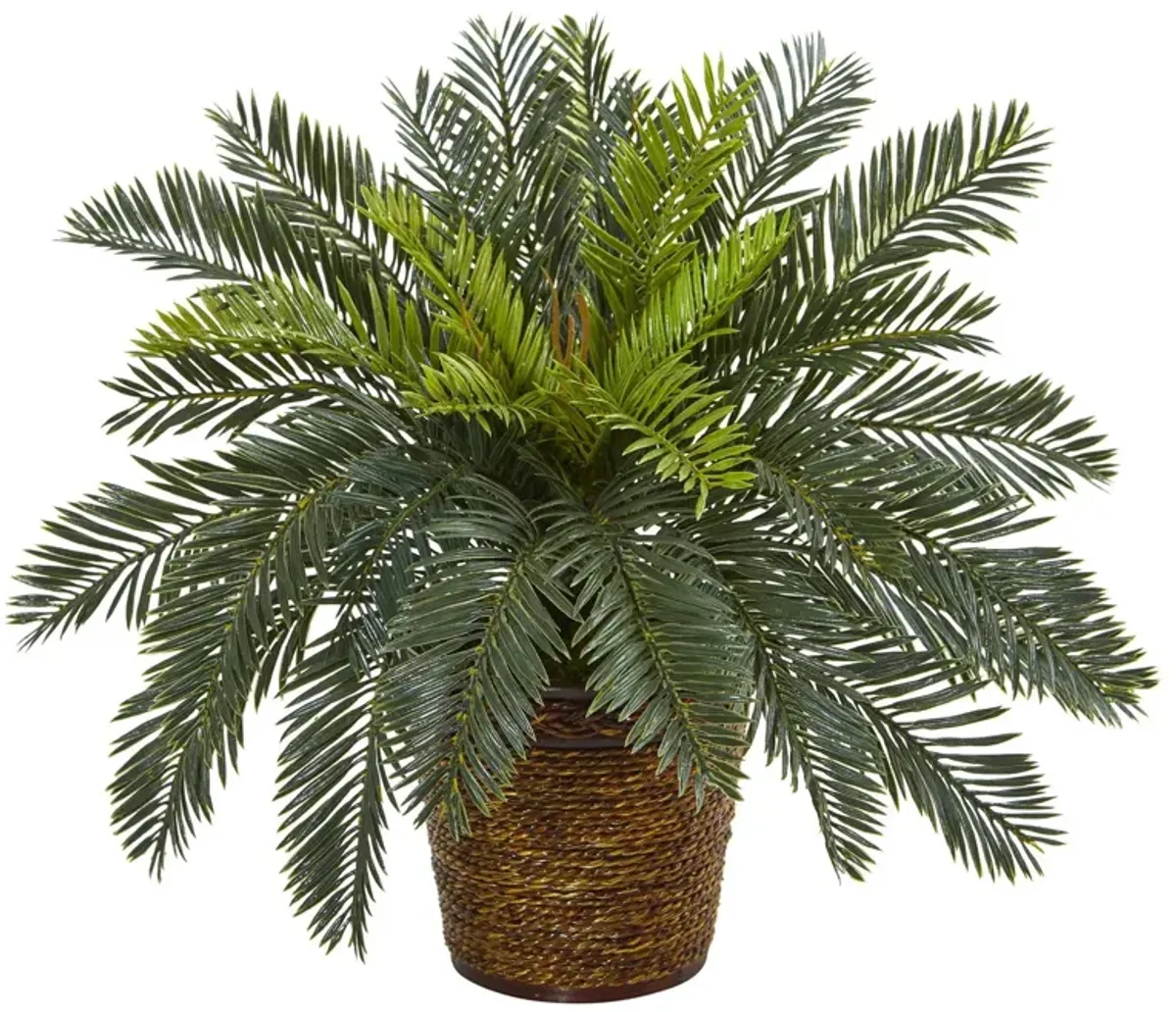 Nearly Natural 15-in Cycas Artificial Plant in Basket