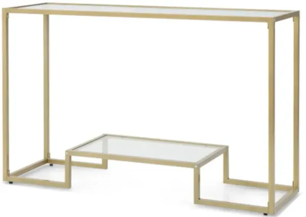 48 Inch 2-Tier Console Table with Tempered Glass Tabletop for Hallway-Golden
