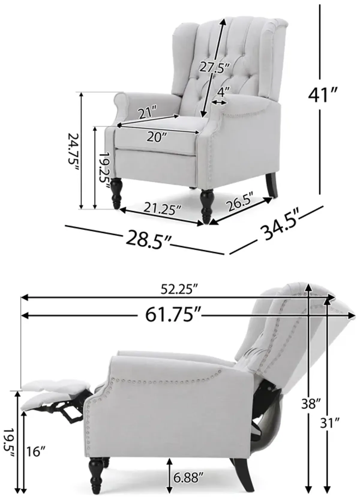 Merax Tufted Fabric Arm Chair Recliner