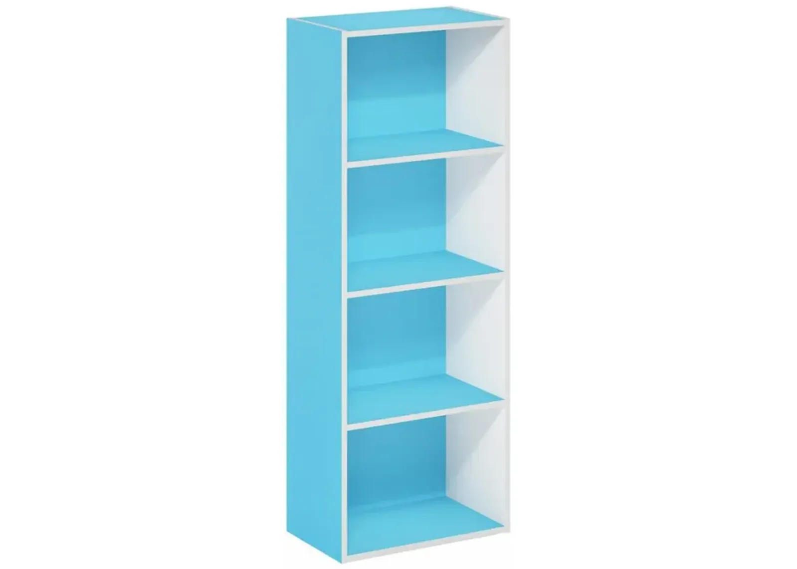 Furinno Luder Bookcase / Book / Storage, 4-Tier, Light Blue/White