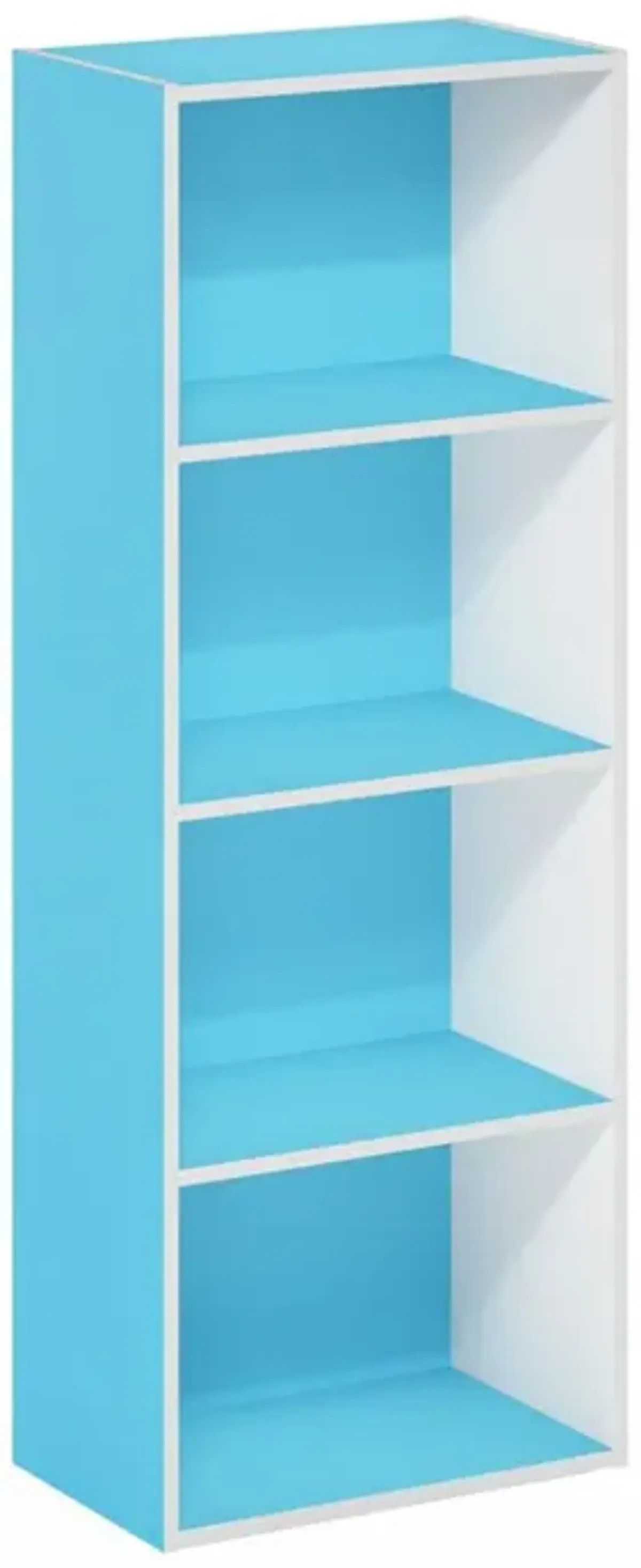 Furinno Luder Bookcase / Book / Storage, 4-Tier, Light Blue/White