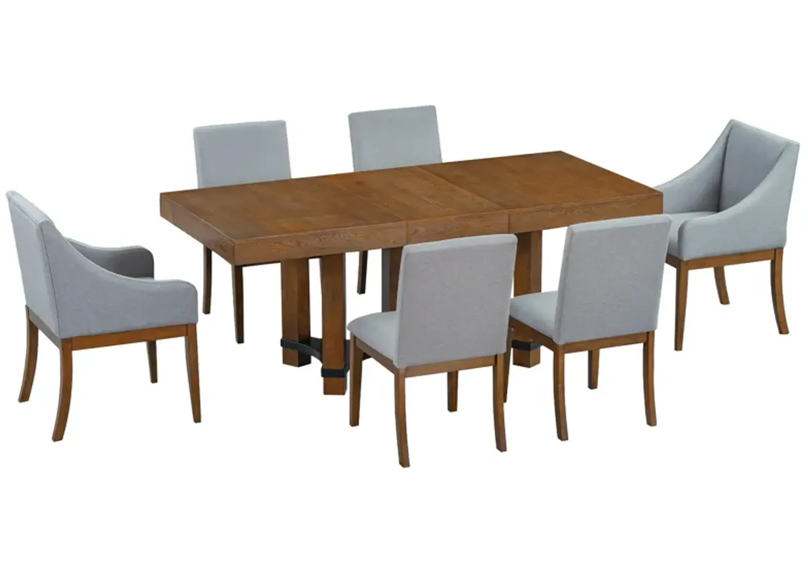 Merax Rustic 7-Piece  Extendable Dining Table Chairs Set