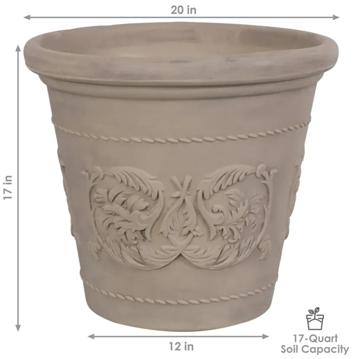 Sunnydaze Arabella Polyresin Planter with UV-Resistant Finish