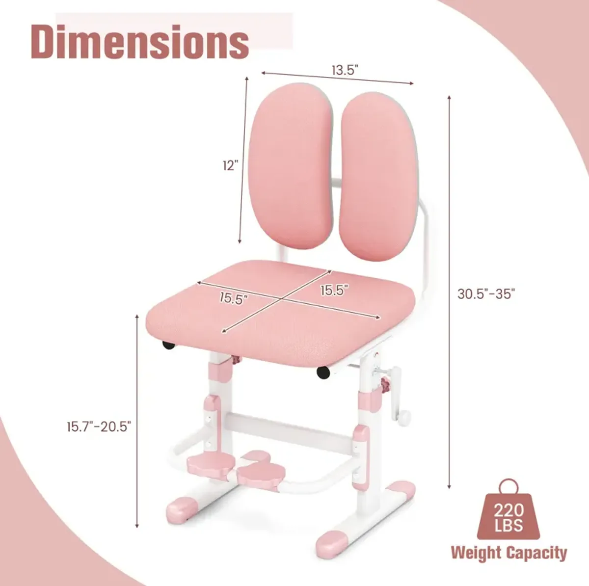 Ergonomic Height-Adjustable Kids Study Chair with Double Back Support for Comfort and Posture