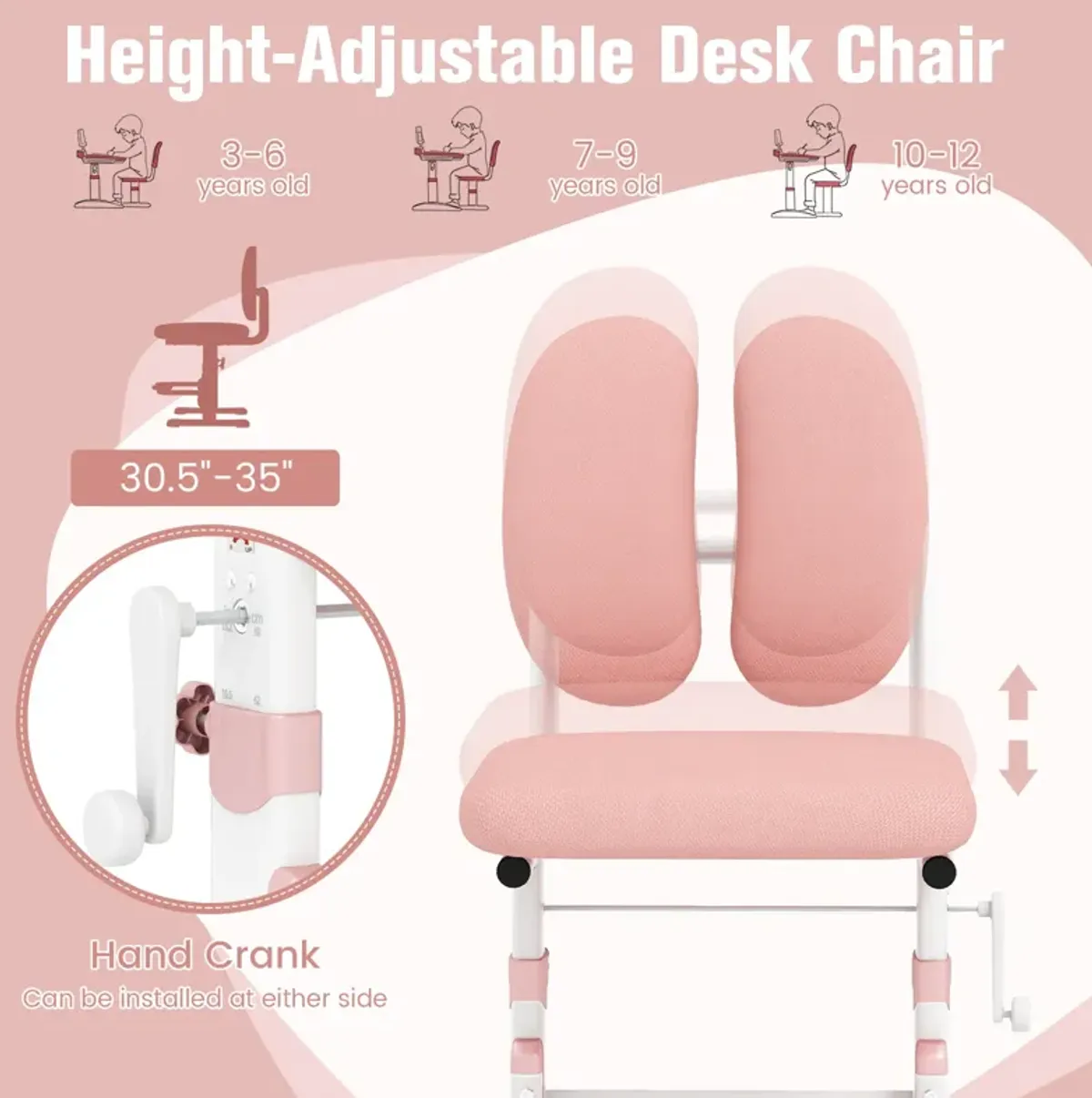 Ergonomic Height-Adjustable Kids Study Chair with Double Back Support for Comfort and Posture