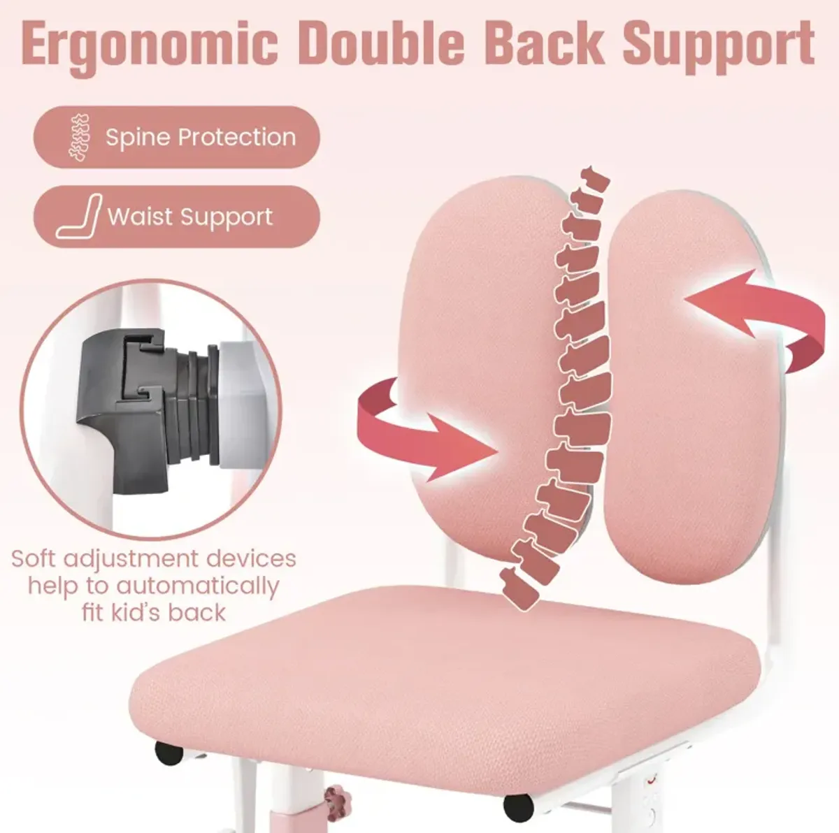 Ergonomic Height-Adjustable Kids Study Chair with Double Back Support for Comfort and Posture