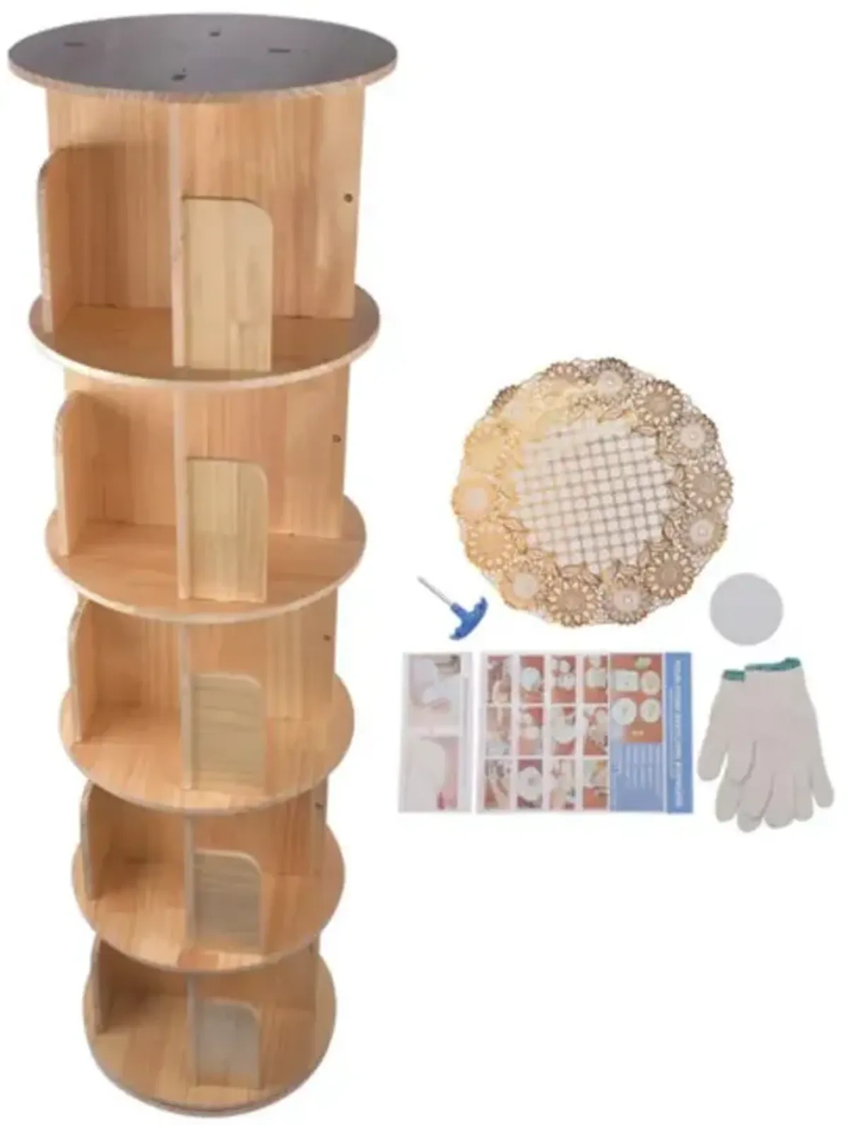 5 Tier Rotating Bookshelf 360 Display Spinning Bookshelf Revolving Bookcase