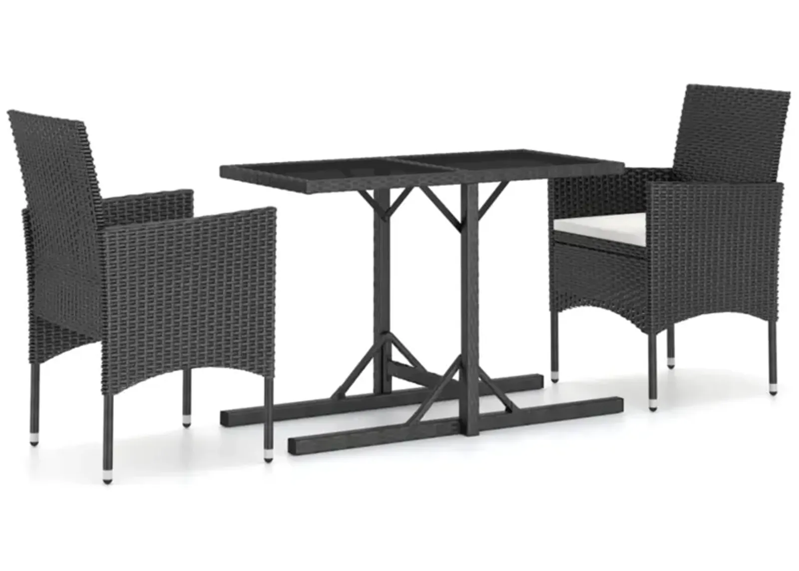 vidaXL 3 Piece Garden Dining Set Black