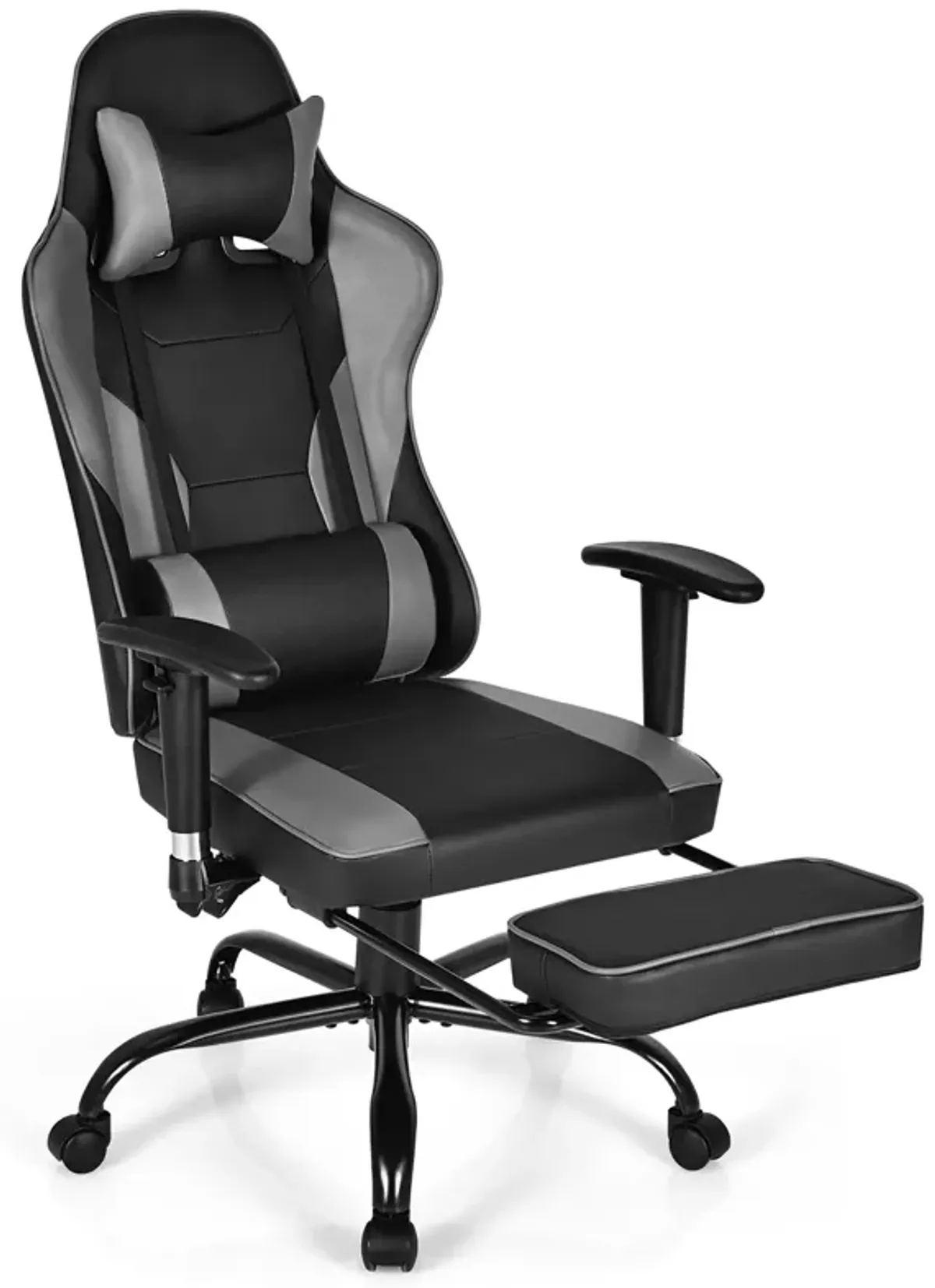 Costway Gaming Chair Racing High Back Office Chair w/ Footrest Black