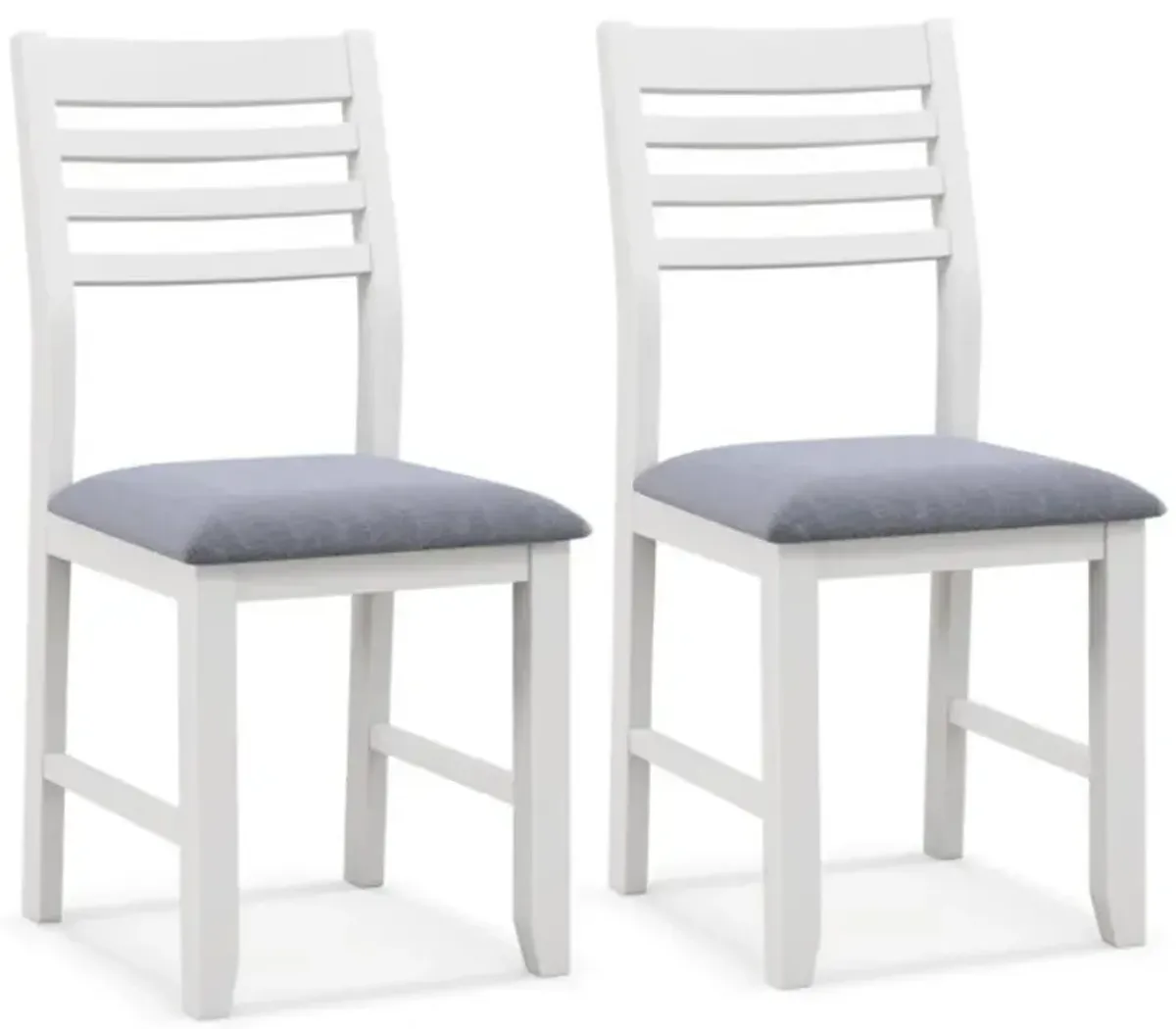 Wooden Dining Chair Set of 2 with Rubber Wood Frame and Padded Cushion