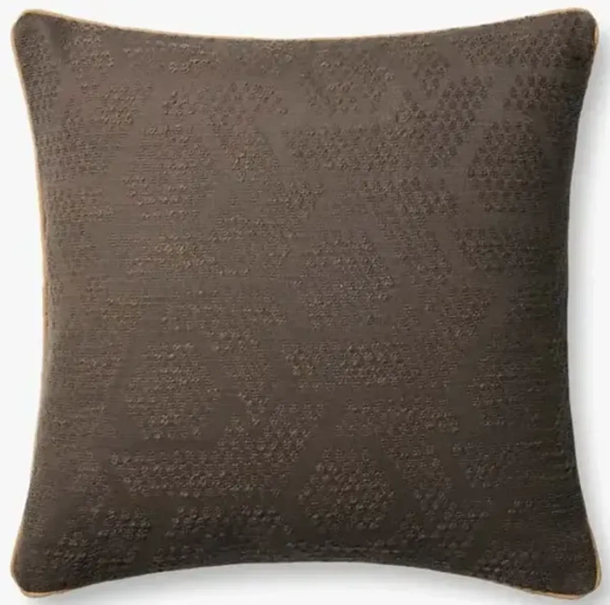 Leroy PJBR0004 Brown 22" x 22" Pillow with Down by Jeremiah Brent x Loloi