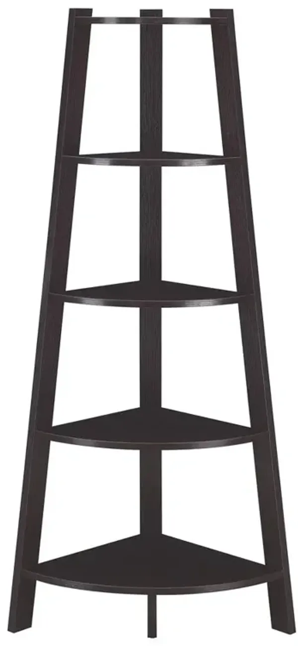 Convenience Concepts Newport 5 Tier Wide Corner Bookcase, Espresso