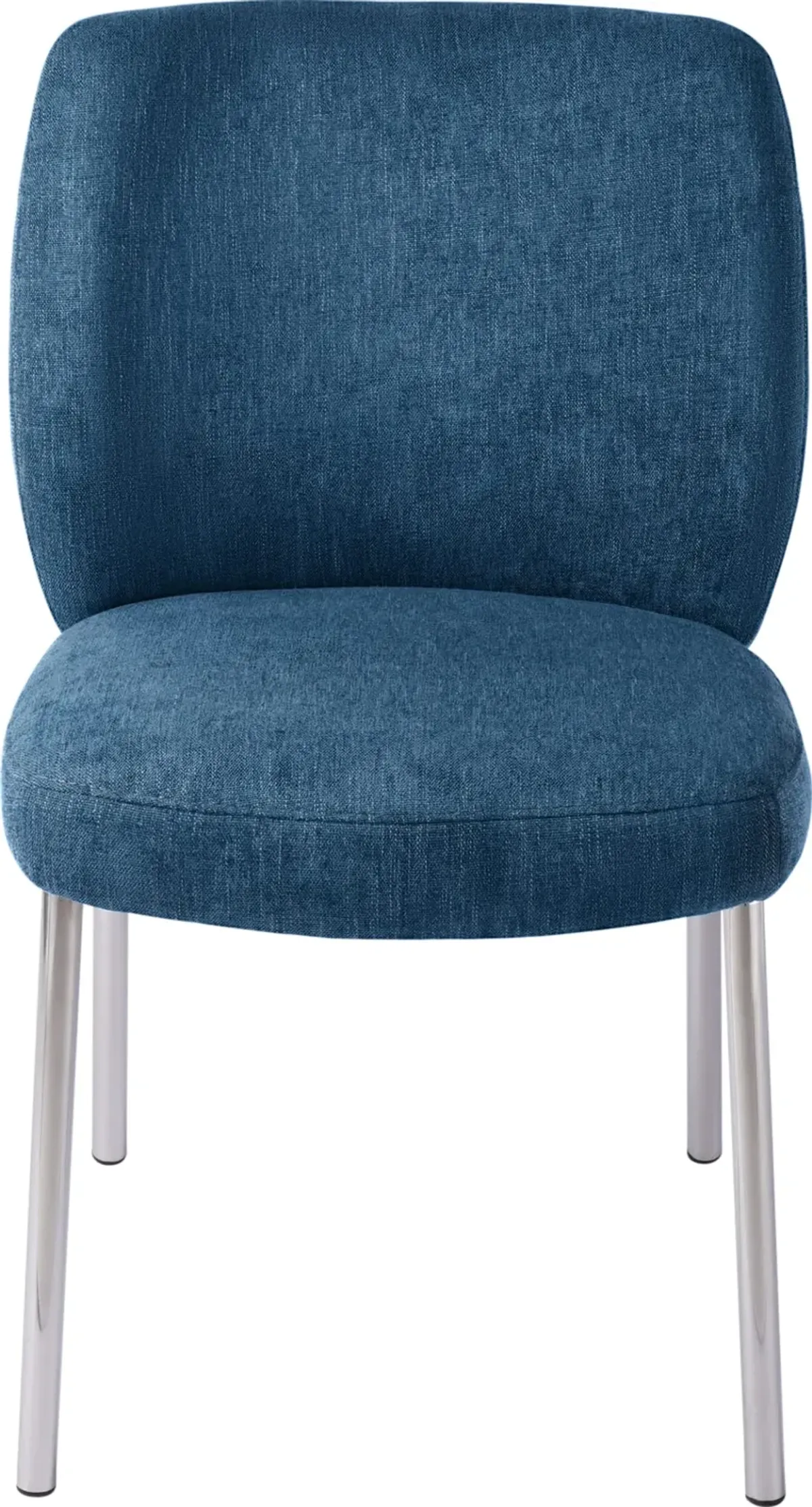 Fomo Chenille-upholstered Stainless Steel Base Dining Chair in Azure - Set of 2