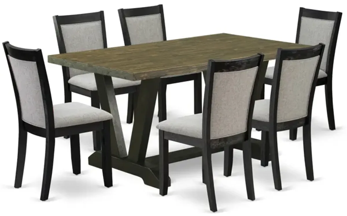 East West Furniture V676MZ606-7 7Pc Dining Set - Rectangular Table and 6 Parson Chairs - Multi-Color Color