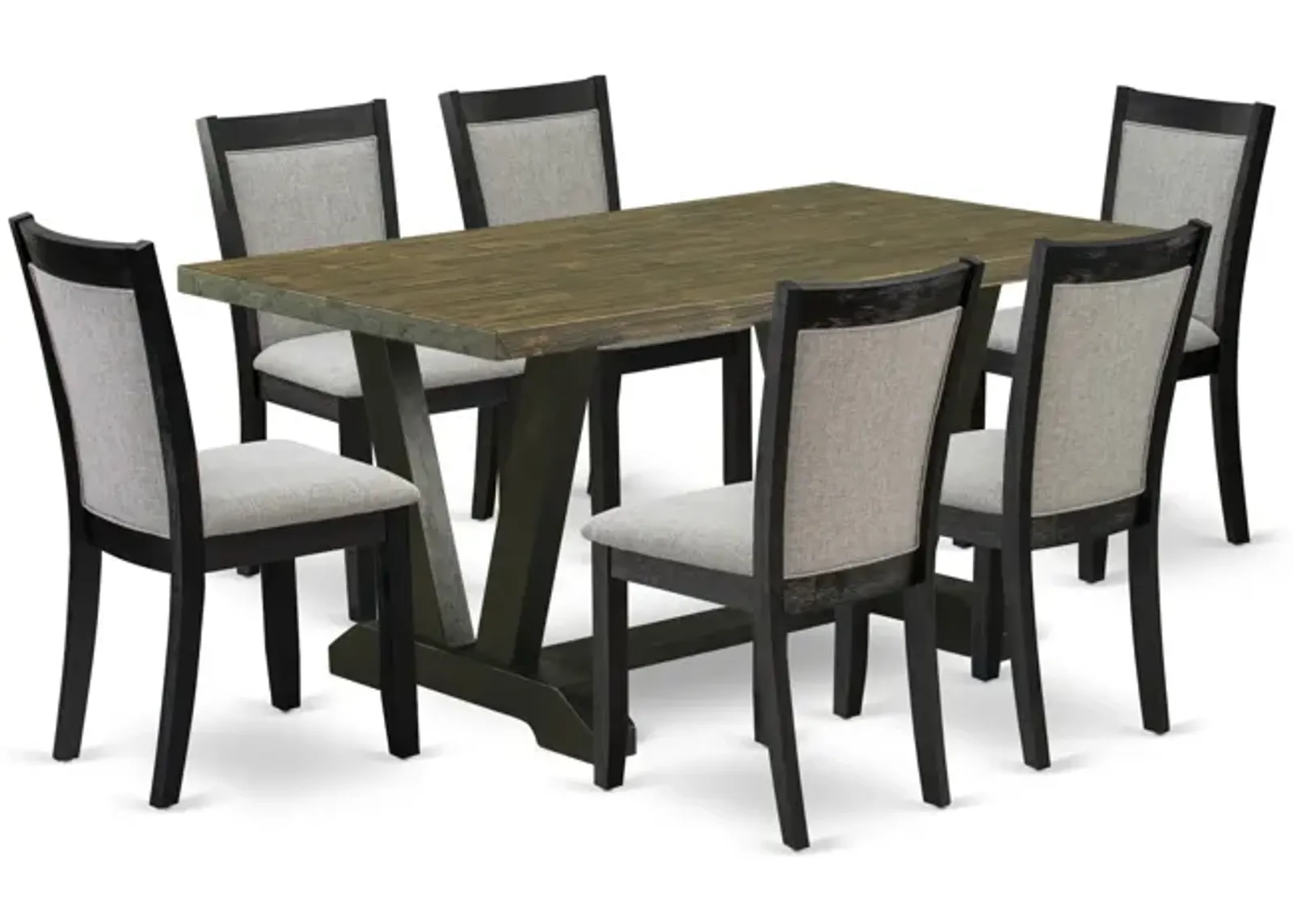 East West Furniture V676MZ606-7 7Pc Dining Set - Rectangular Table and 6 Parson Chairs - Multi-Color Color