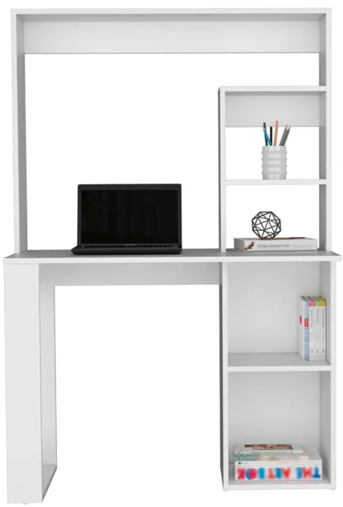 Maine Desk With Hutch and  Shelves -White