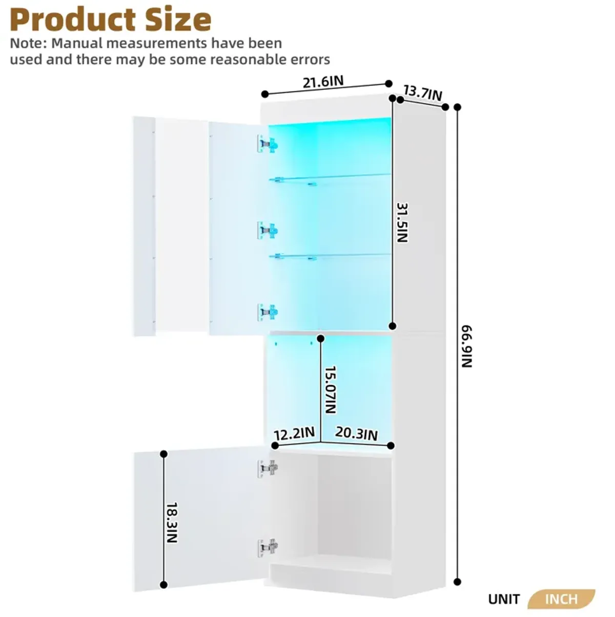 Merax High Gloss Storage Cabinet with LED Lights