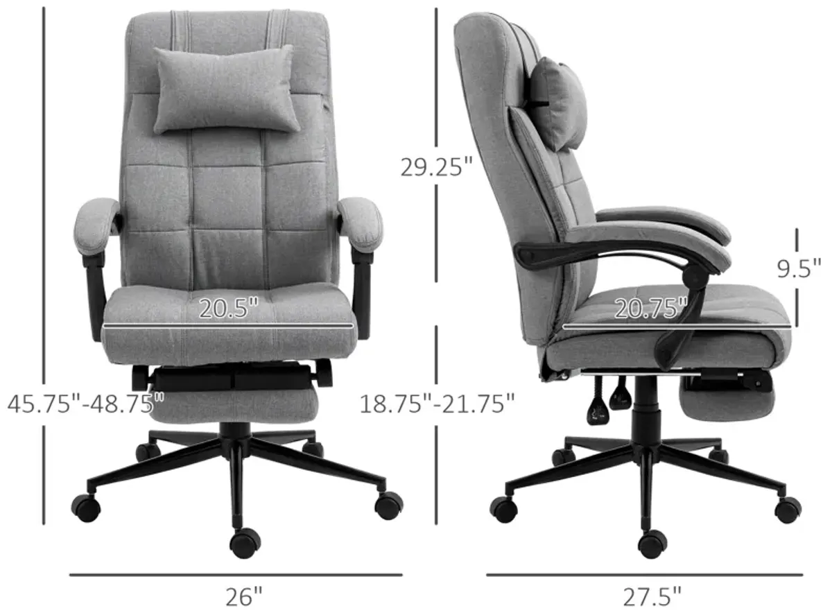 Light Gray Work Relaxation: Recliner Office Chair with Lumbar Support