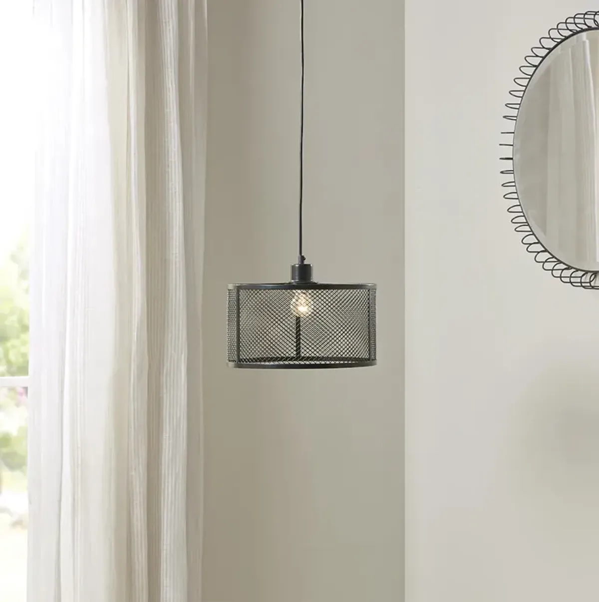 Gracie Mills Omar Industrial Mesh Pendant Light