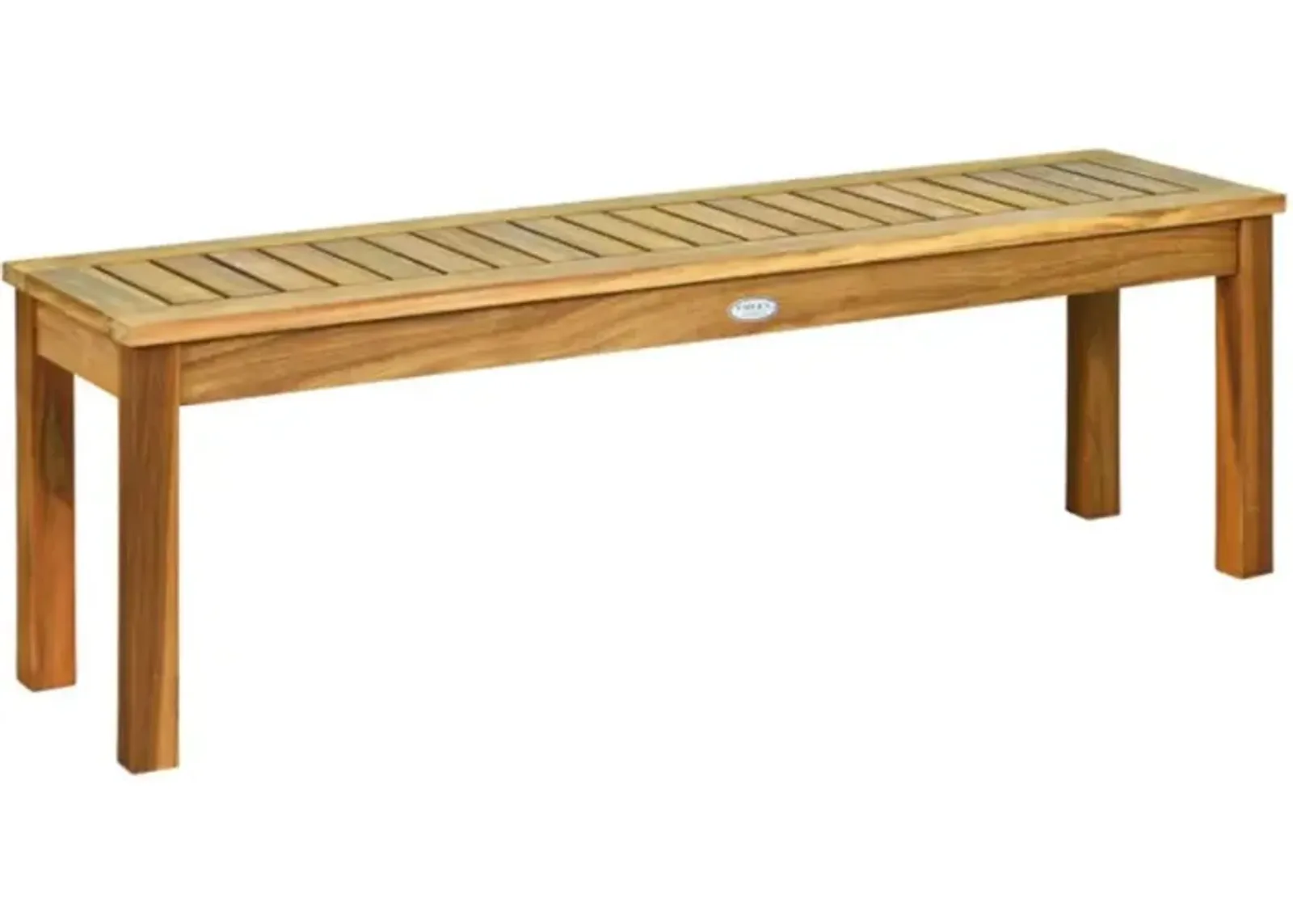 Hivvago 52 Inch Outdoor Acacia Wood Dining Bench Chair