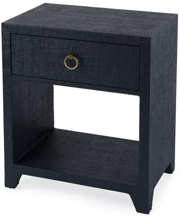 Butler Specialty Bar Harbor Raffia 1 Drawer Nightstand, Navy Blue