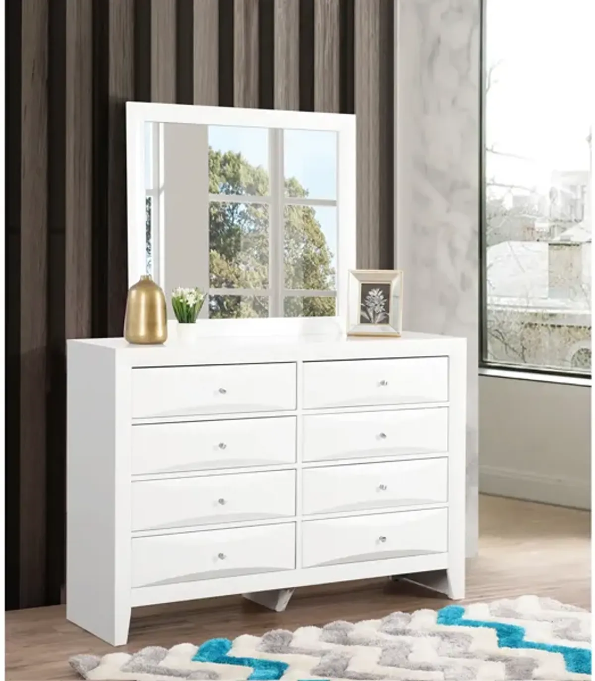 Marilla 35 in. x 39 in. Modern Rectangle Framed Dresser Mirror