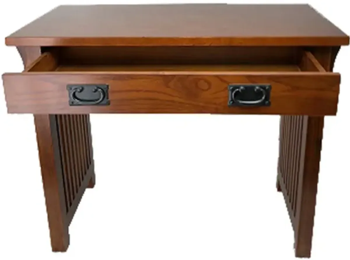 Wooden Frame Writing Desk with 1 Drawer and Slatted Sides