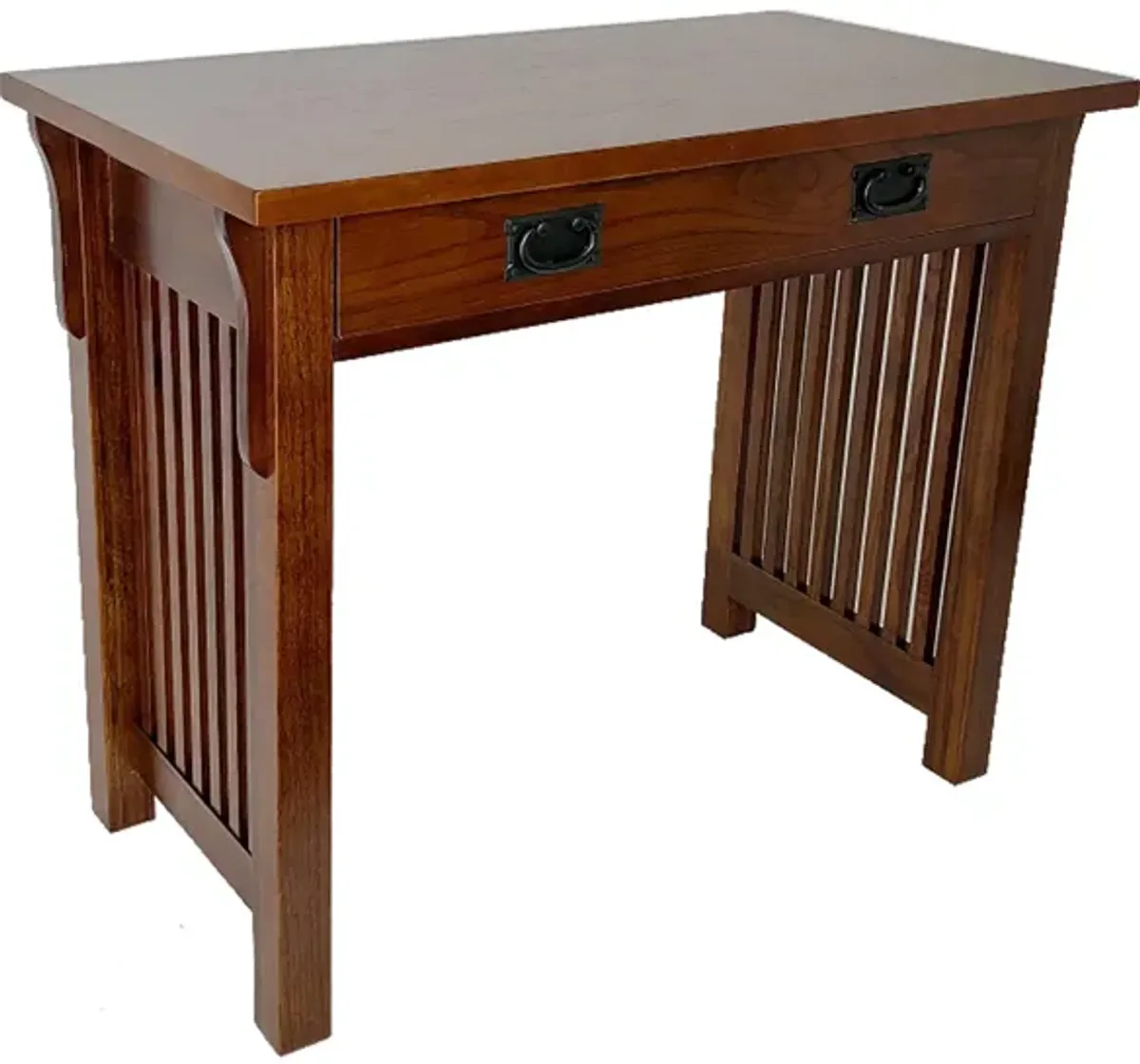 Wooden Frame Writing Desk with 1 Drawer and Slatted Sides