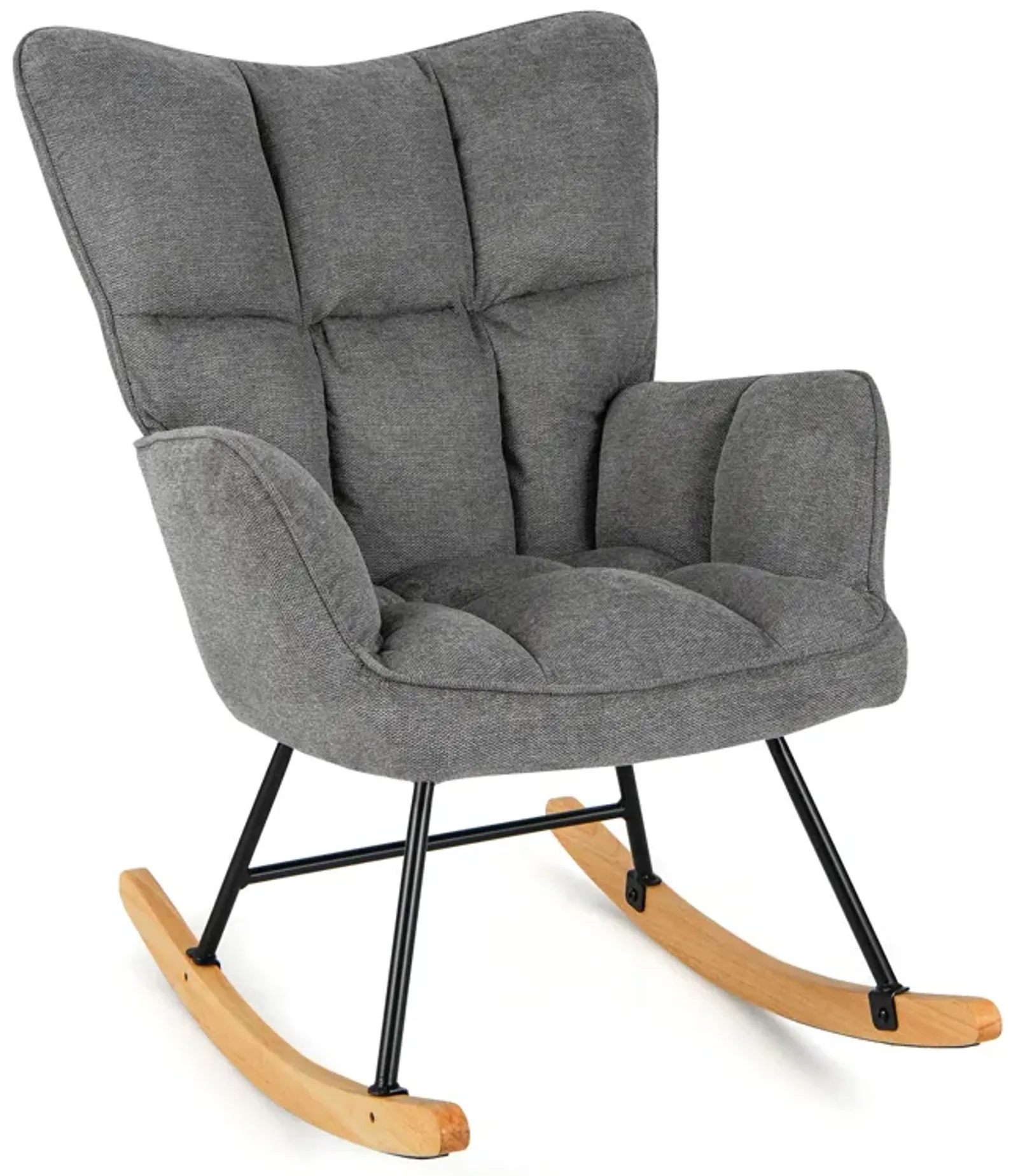 Nursery Rocking Chair with High Backrest and Padded Armrests for Comfortable Baby Care and Relaxation