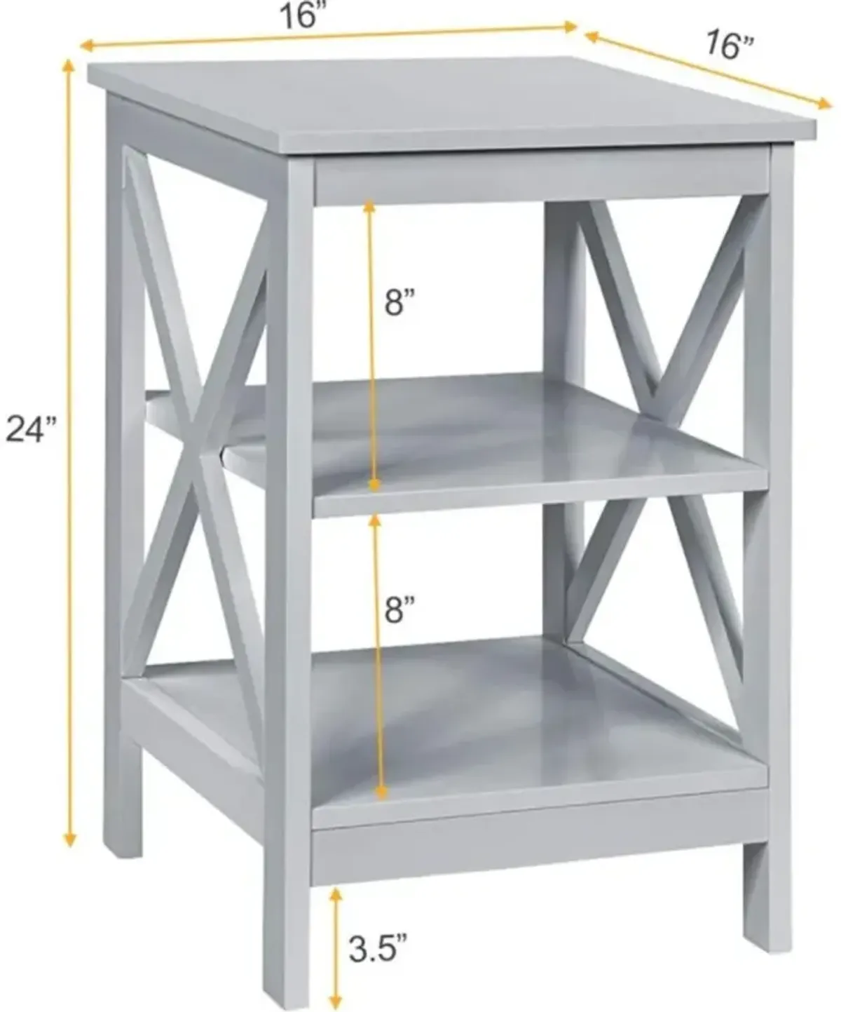 Hivvago 3-Tier X-Design Nightstands with Storage Shelves for Living Room Bedroom