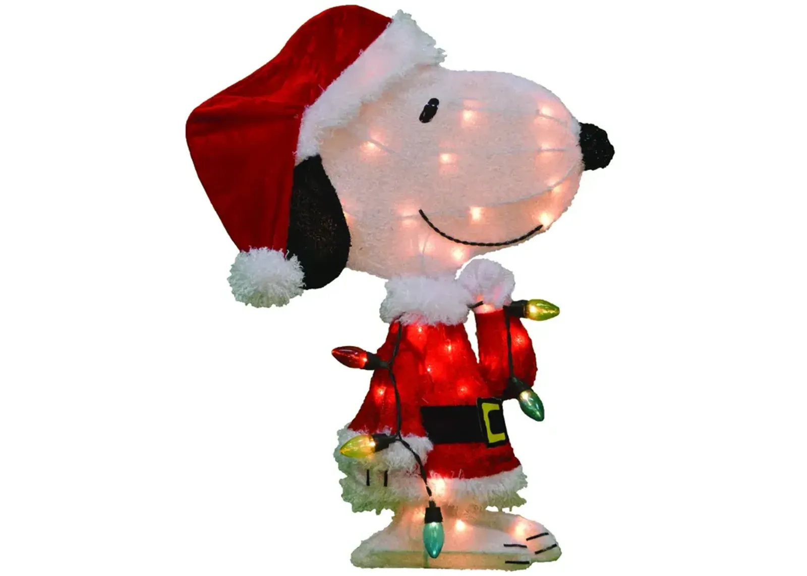 24" Lighted Santa Snoopy with String Lights Outdoor Christmas Yard Decoration