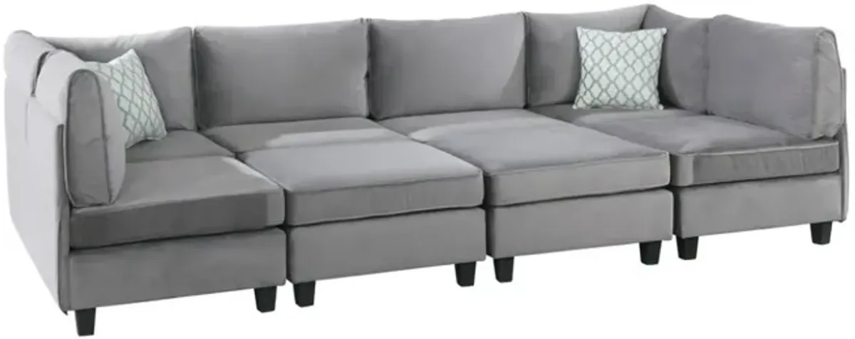 Simona Gray Velvet 8 Piece Modular Sectional Sofa