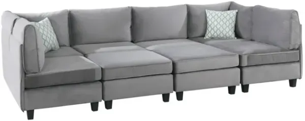 Streamdale Simona Gray Velvet 8 Piece Modular Sectional Sofa