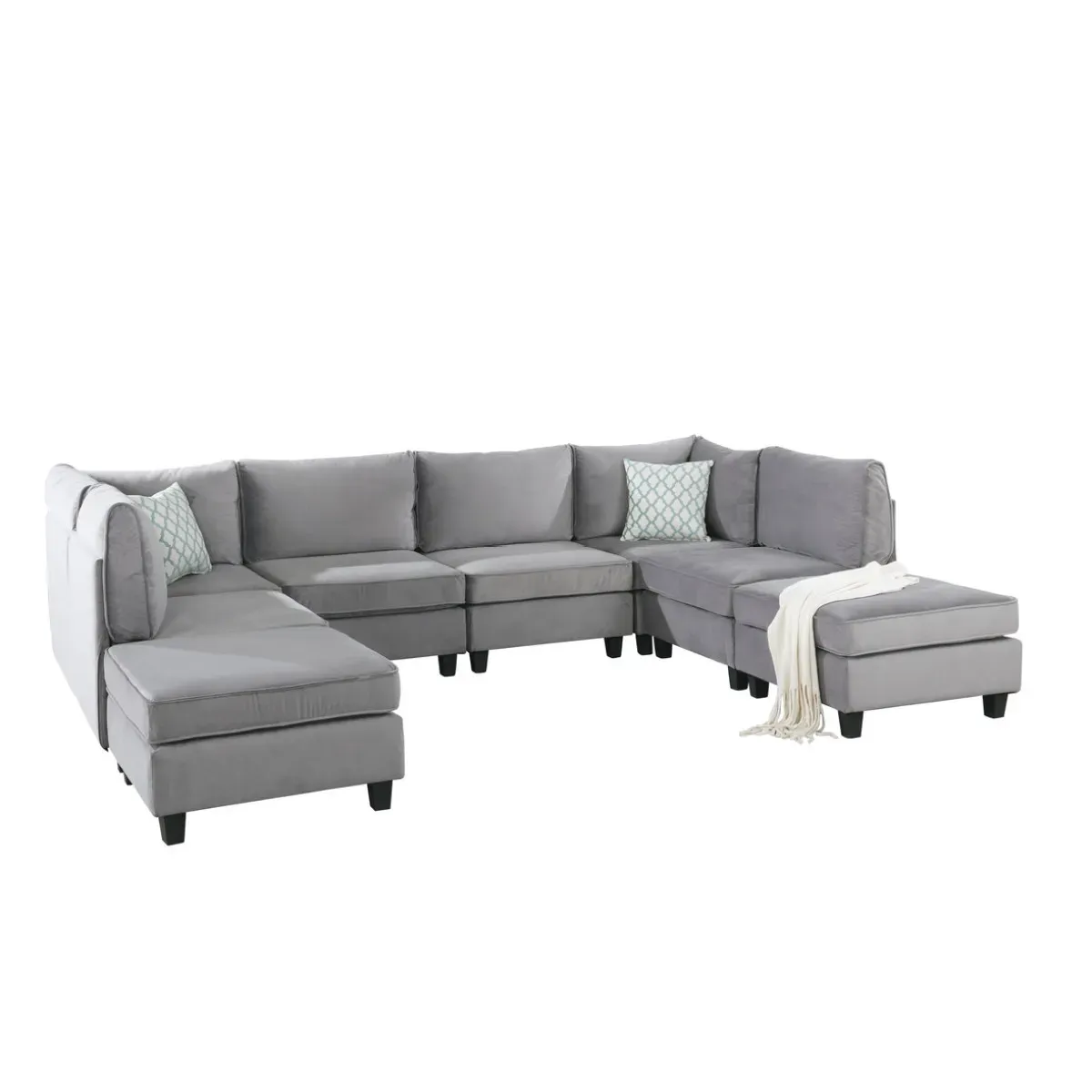 Simona Gray Velvet 8 Piece Modular Sectional Sofa