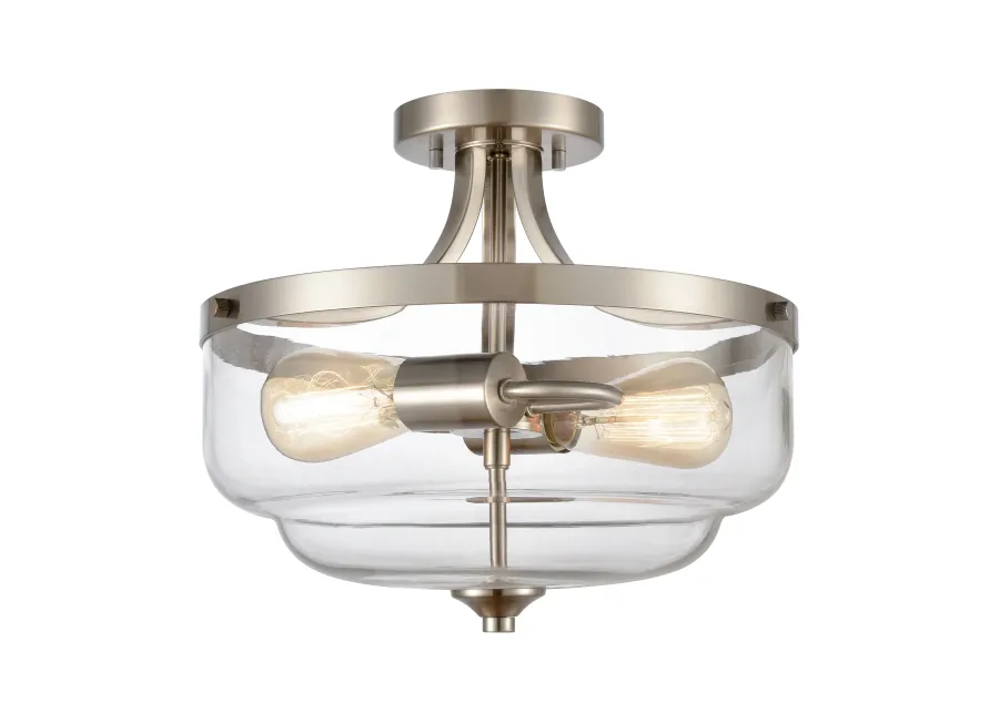 Calistoga 13'' Wide 2-Light Nickel Semi Flush Mount