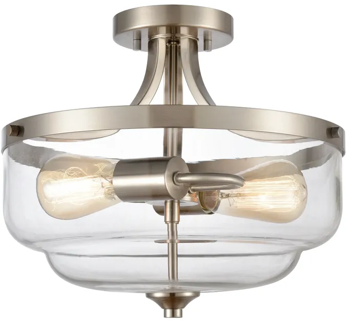 Calistoga 13'' Wide 2-Light Nickel Semi Flush Mount