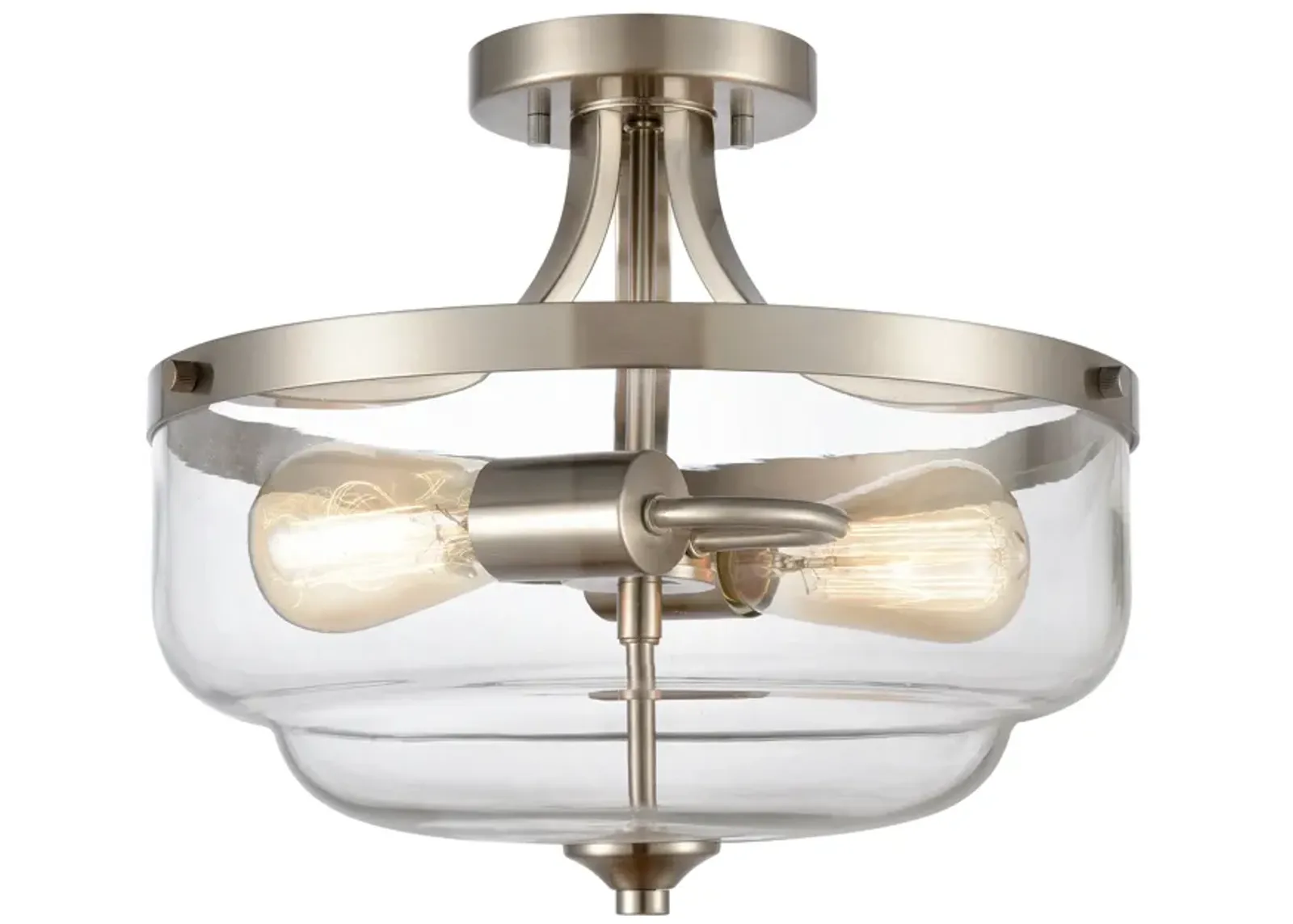 Calistoga 13'' Wide 2-Light Nickel Semi Flush Mount