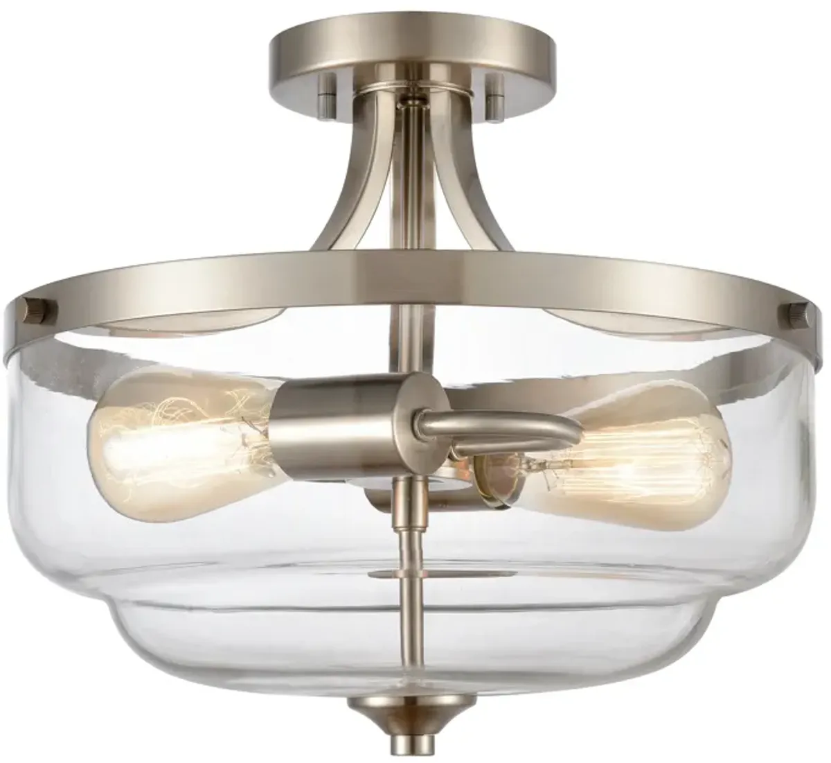 Calistoga 13'' Wide 2-Light Nickel Semi Flush Mount