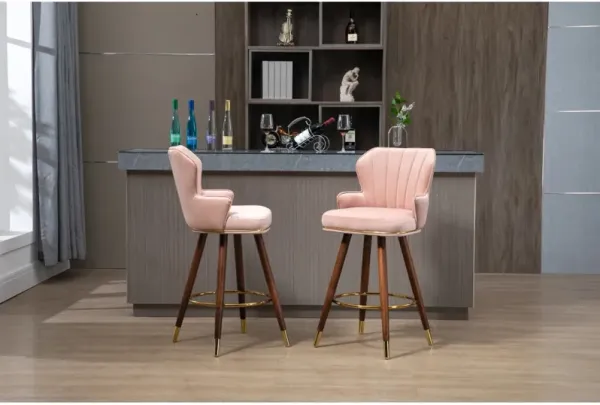 Swivel Bar Stools With Backrest Footrest, With A Fixed Height Of 360 Degrees