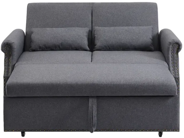 Pull Out Sleep Sofa Bed 2 Seater Loveseat with Adjustable Backrest and Lumbar Pillows