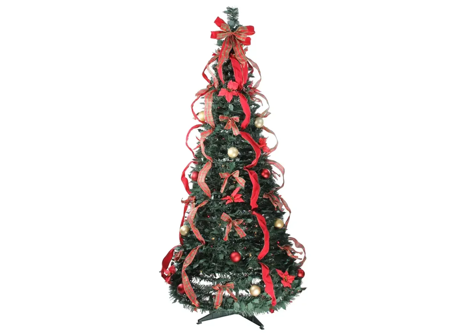 6' Pre-Lit Red Plaid Pre-Decorated Pop-Up Artificial Christmas Tree  Multicolor Lights