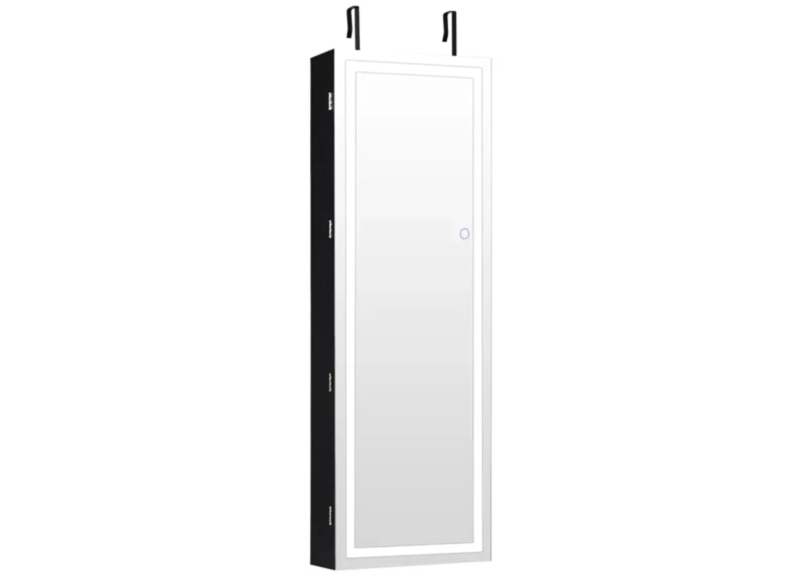 Mirrored Jewelry Armoire with Full Length Mirror and 2 Internal LED Lights