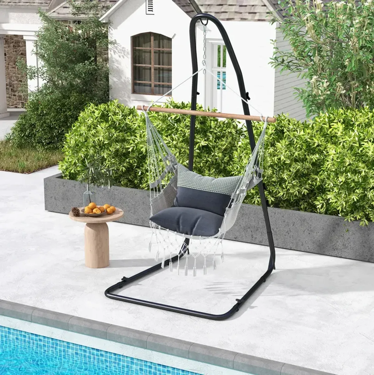 Hammock Chair Stand Adjustable Swing Chair Stand with Safety Hook and Sturdy Chain