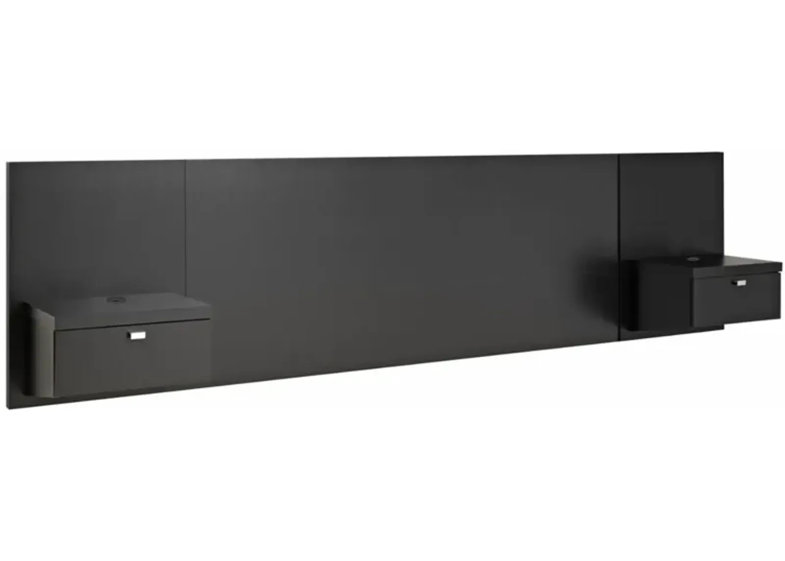 Hivvago King size Modern Wall Mounted Floating Headboard with Nightstands in Black