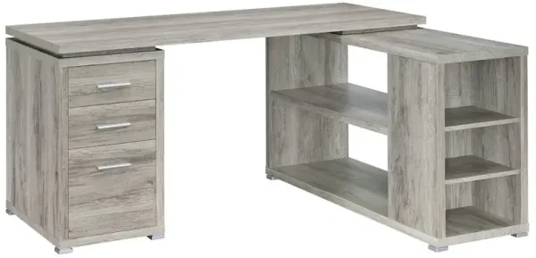 Yvette 60-inch 3-drawer L-Shape Computer Desk Grey Driftwood