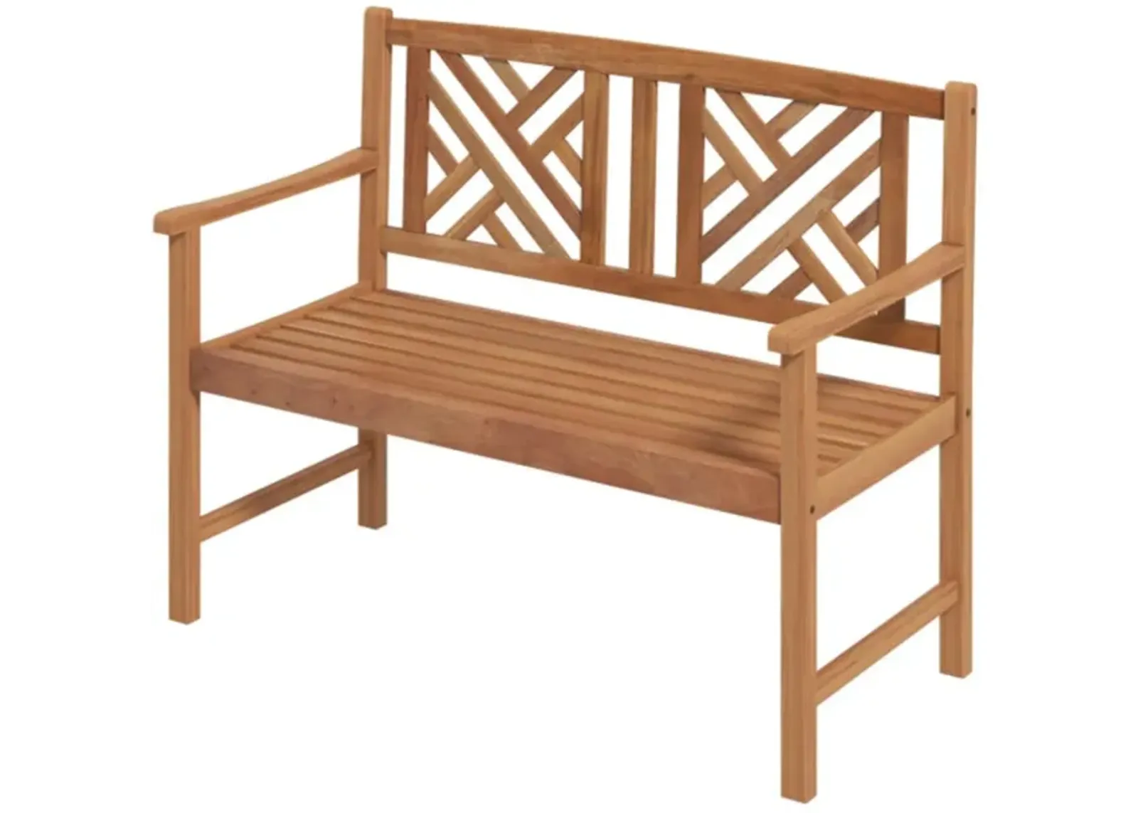 Hivvago 2-Person Wood Outdoor Bench with Cozy Armrest and Backrest