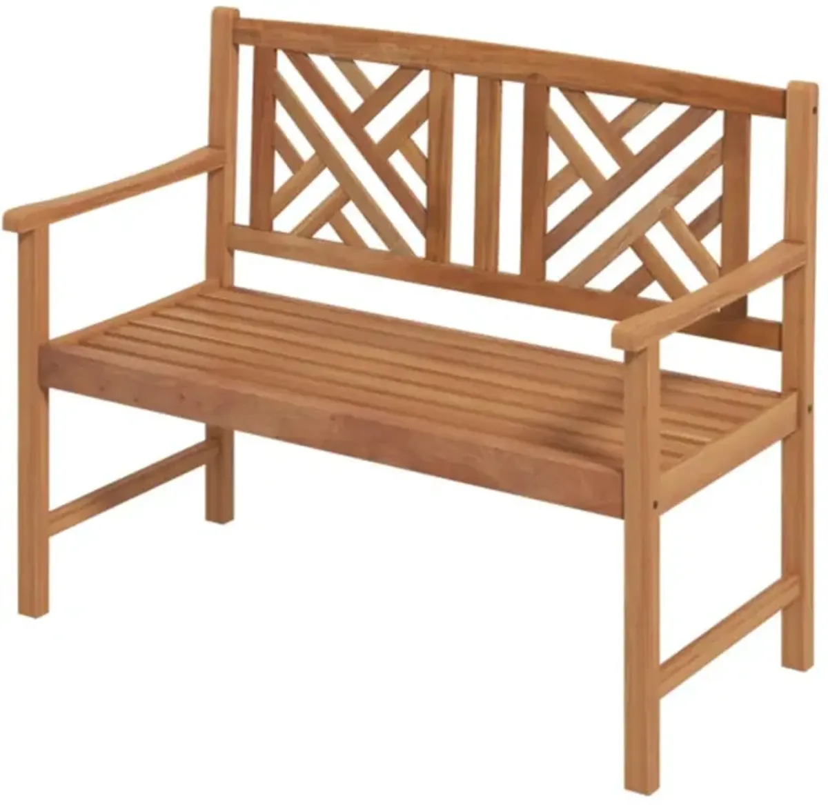 Hivvago 2-Person Wood Outdoor Bench with Cozy Armrest and Backrest