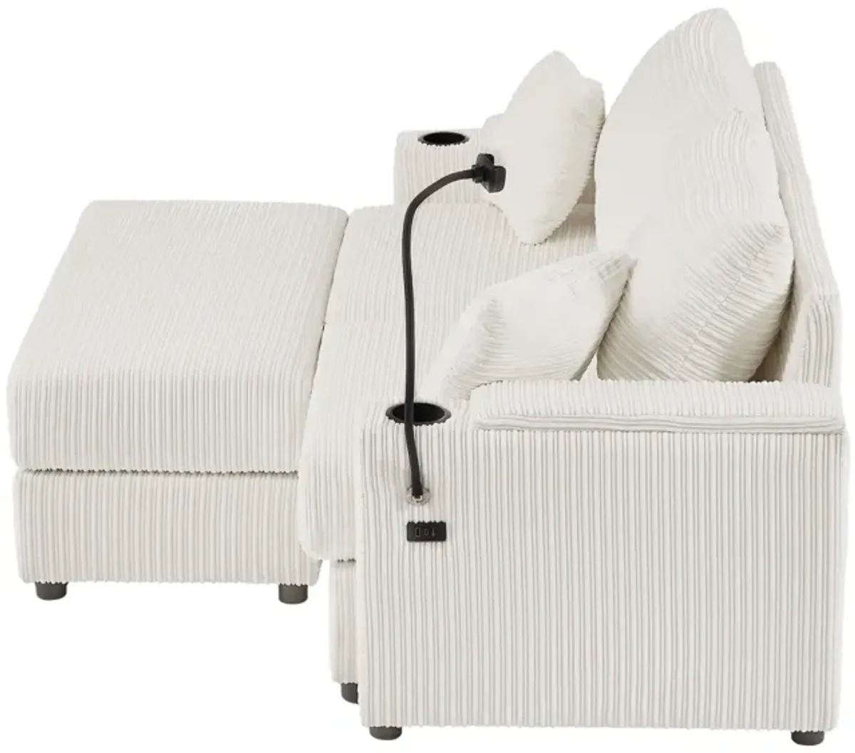 Merax Modern Loveseat Sofa with A Movable Ottoman